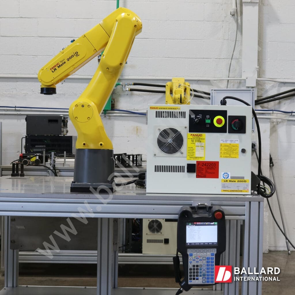 FANUC LR Mate 200iD/7L complete robot system with R30iB Plus controller, teach pendant and cables, under power F242203