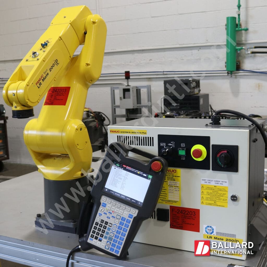 FANUC LR Mate 200iD/7L complete used industrial robot system under power with teach pendant and R30iB Mate Plus F242203
