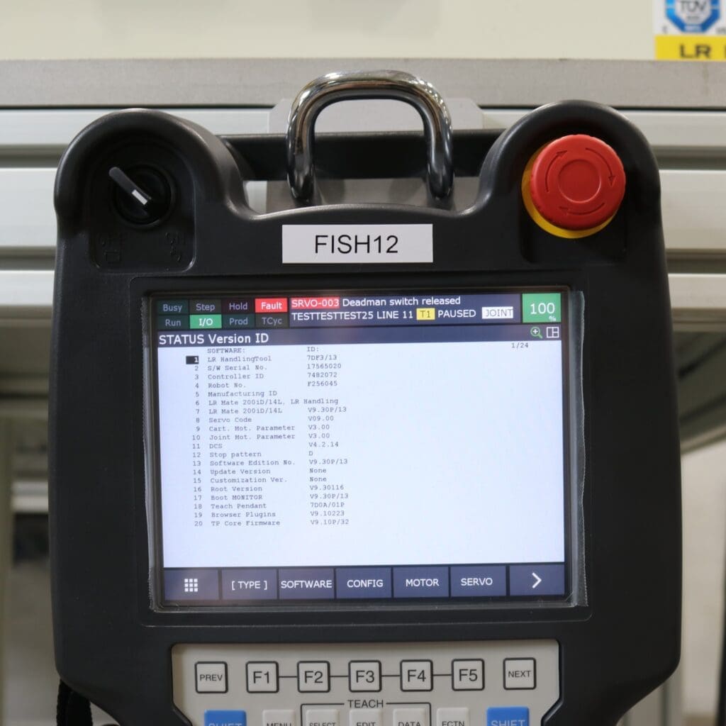 FANUC teach pendant under power LR HandlingTool Software list display for LR Mate 200iD/7L with R30iB Mate Plus Controller F256045