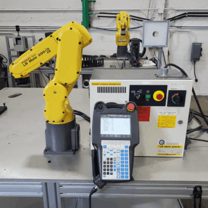 FANUC LR Mate 200iD/4S with R30iB Mate Plus Controller and teach pendant, left facing view F260190