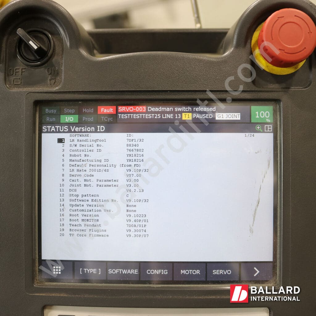 FANUC teach pendant under power display software LR HandlingTool list for LR Mate 200iD/4S new robot with R30iB Mate Plus F266651